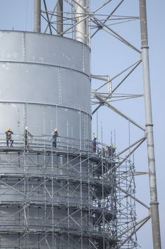 Scaffolding structure of tank storage  in industrial factory 