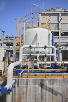 Tank with pipe line in industrial factory 