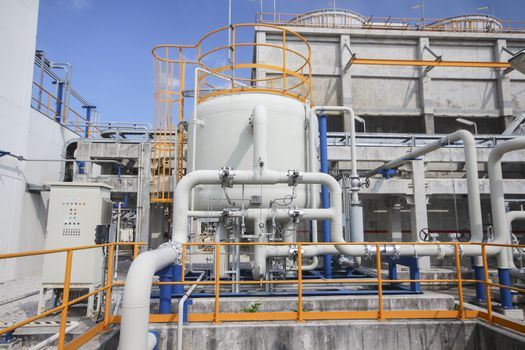 Tank with pipe line in industrial factory 