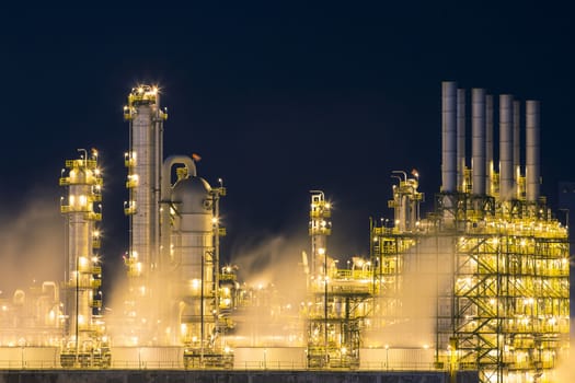 Steam vapour from the cooling fan in the chemical industry factory