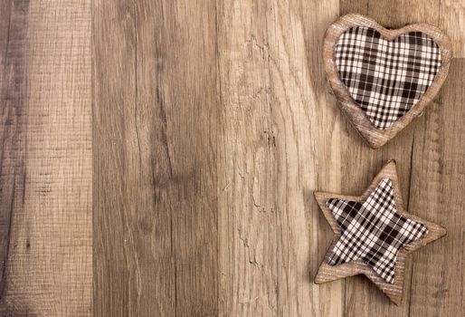 decoration with wood background heart and moravian star