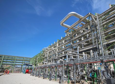 Chemical pipeline on big structure in industrial plant