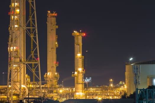 Night scene of petrochemical industrial plant 