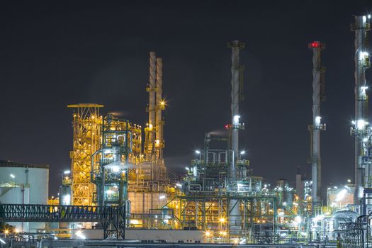 Night scene of petrochemical industrial plant 