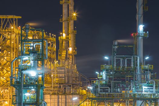 Night scene of petrochemical industrial plant 