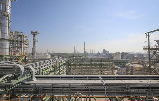 Oil and chemical refinery plant withh blue sky