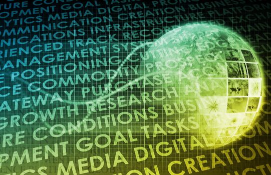 Futuristic Digital Network with Data Communication Art