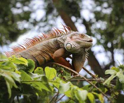 Old Iguana on tree ,  Chonburi open zoo , Thailand