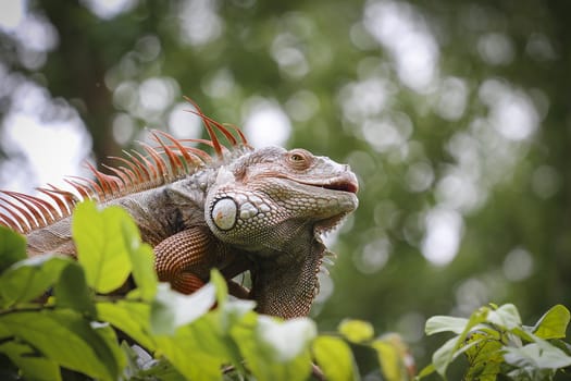 Old Iguana on tree ,  Chonburi open zoo , Thailand