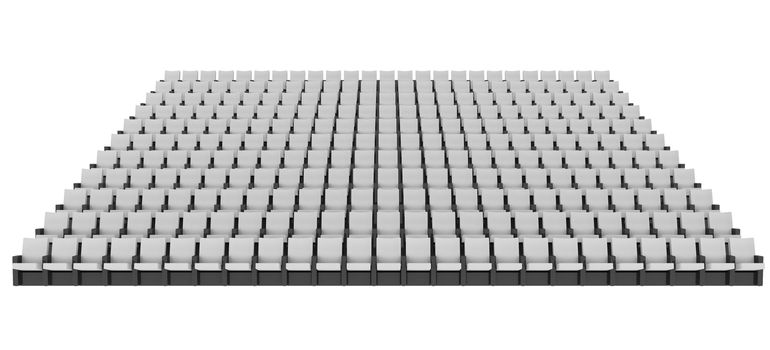 Rows of seats in theater. Isolated render on a white background
