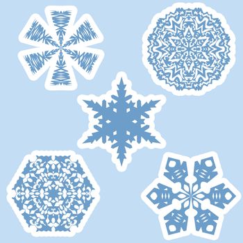 Christmas element. Snowflakes isolated on blue background