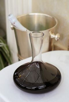 Carafe with red wine