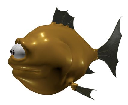 strange cartoon fish - 3d illustration