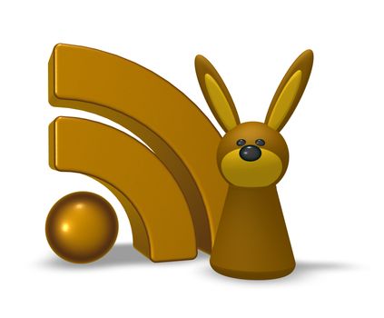 rss symbol and rabbit - 3d illustration