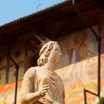 Madonna statue in piazza delle Erbe in Verona, Italy