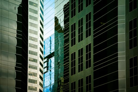 Window reflection in modern office building