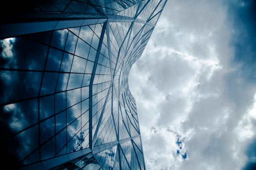 Window reflection in modern office building