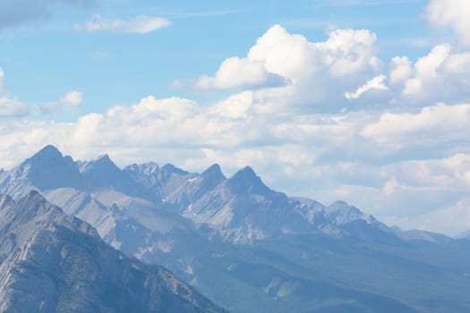 Canadian rocky mountains, blue sky and clouds