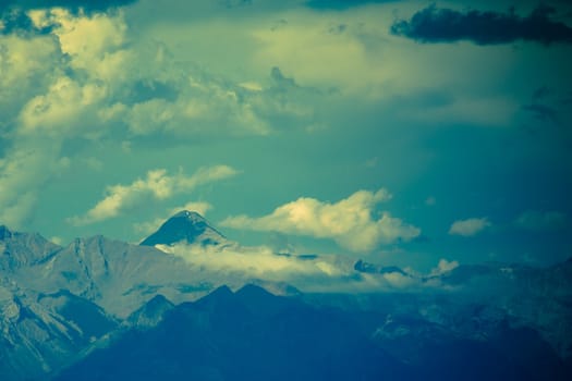 Canadian rocky mountains, blue sky and clouds