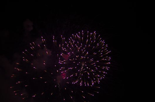 celebrate festival fire work on black sky background