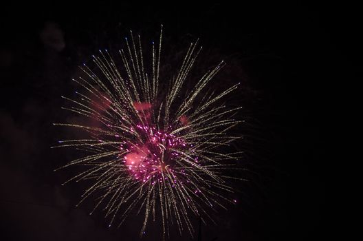 celebrate festival fire work on black sky background