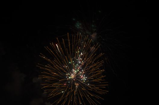 celebrate festival fire work on black sky background