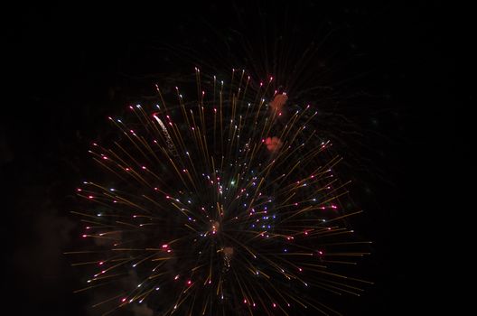 celebrate festival fire work on black sky background