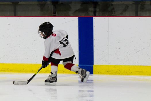 Child playing ice hockey