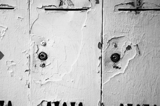 Old painted metal mailbox background and texture