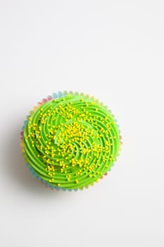 Colorful decorated cupcake closeup