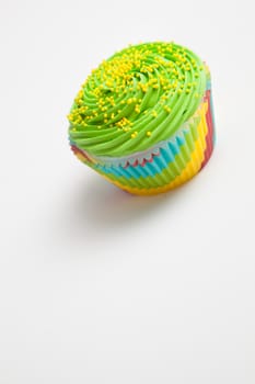 Colorful decorated cupcake closeup