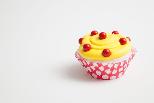 Colorful decorated cupcake closeup