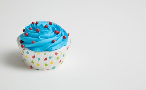 Colorful decorated cupcake closeup