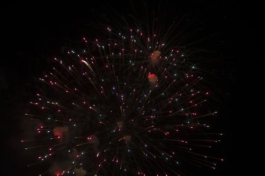 celebrate festival fire work on black sky background