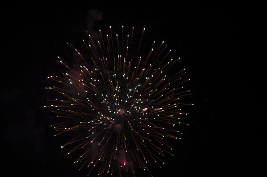 celebrate festival fire work on black sky background