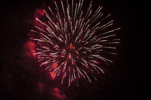 celebrate festival fire work on black sky background