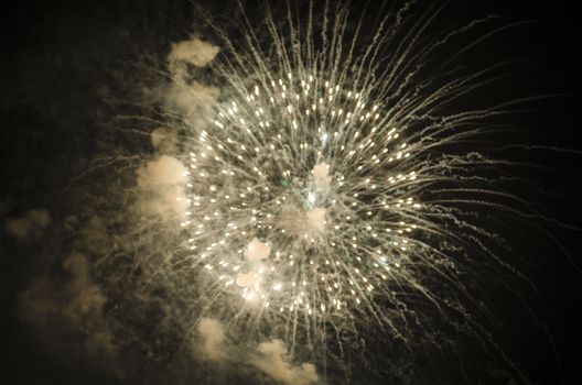 celebrate festival fire work on black sky background