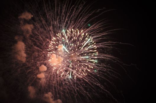 celebrate festival fire work on black sky background