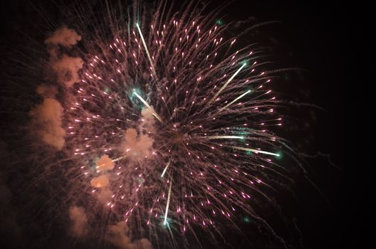 celebrate festival fire work on black sky background