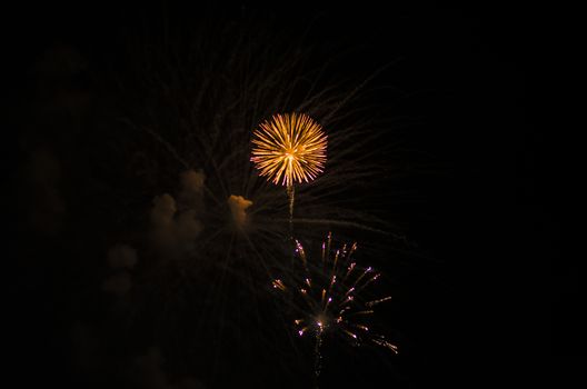 celebrate festival fire work on black sky background