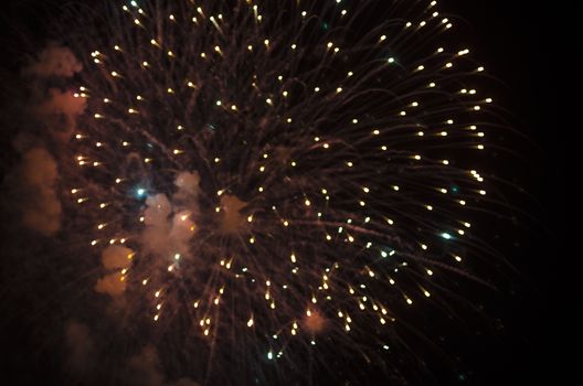 celebrate festival fire work on black sky background