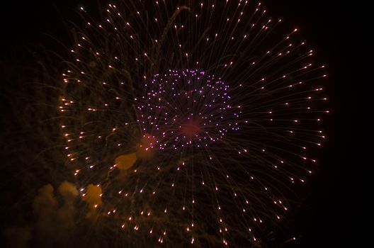 celebrate festival fire work on black sky background