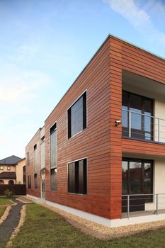 new modern  wooden residential building 