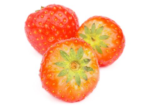 Arrangement of Fresh Ripe Strawberries isolated on white background