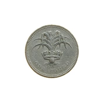 One Pound coin isolated over a white background