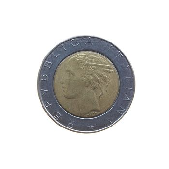 500 lire coin isolated over a white background