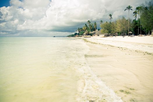 Tropical island paradise in the evening