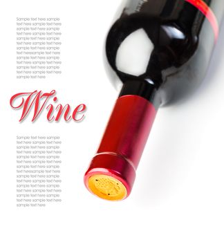 The bottle of wine on white background