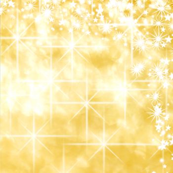 Holiday shiny glowing stars golden background