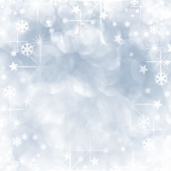 Blue shiny stars and snowflakes christmas background